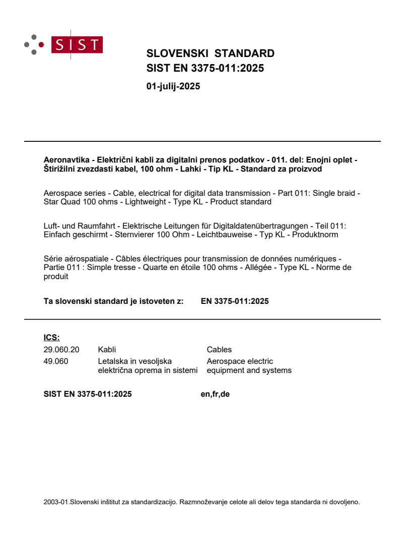 EN 3375-011:2025 - BARVE