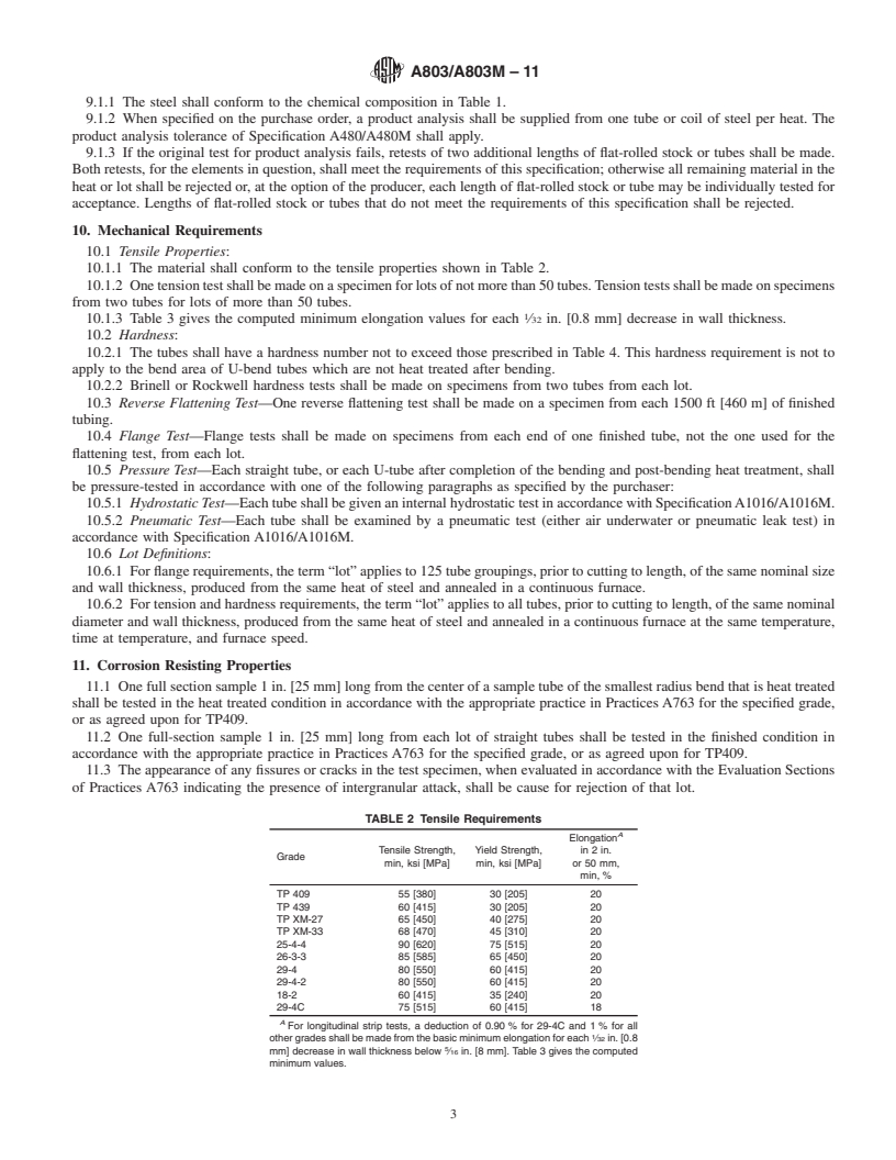 REDLINE ASTM A803/A803M-11 - Standard Specification for  Welded Ferritic Stainless Steel Feedwater Heater Tubes