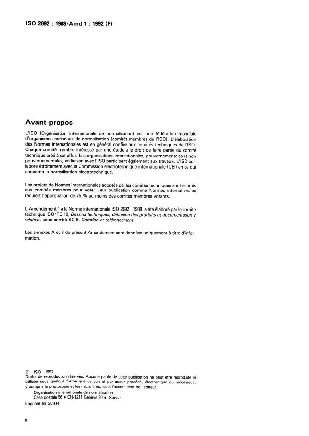 ISO 2692:1988/Amd 1:1992 ISO 2692:1988/Amd 1:1992 - Exigence du minimum de matiere - Page 2 preview