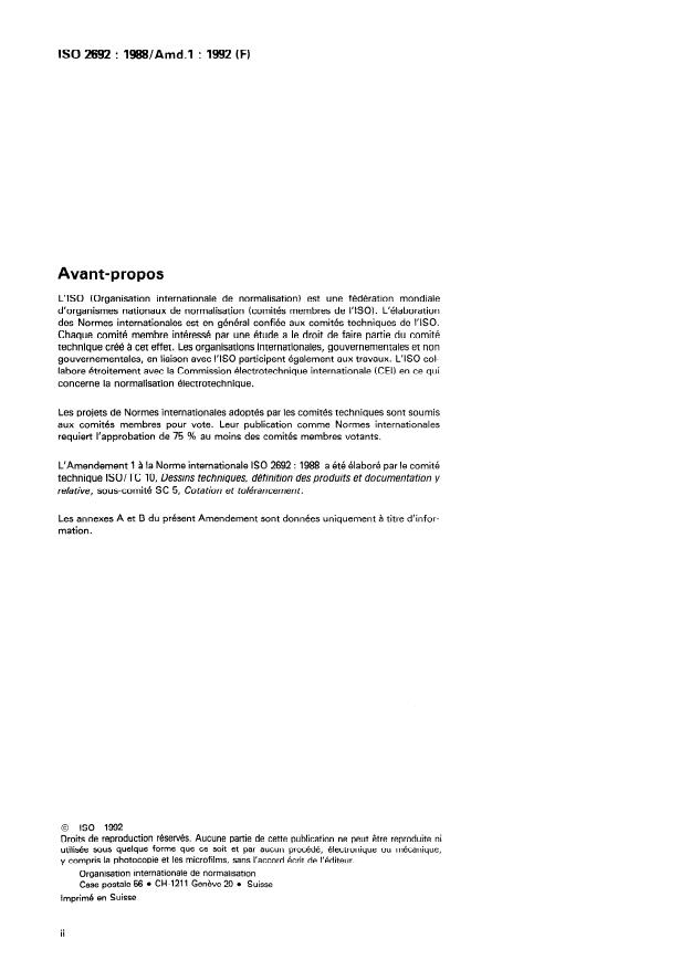 ISO 2692:1988/Amd 1:1992 ISO 2692:1988/Amd 1:1992 - Exigence du minimum de matiere - Page 2 preview