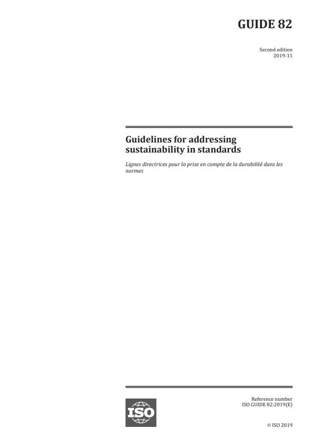 ISO Guide 82:2019 - Guidelines for addressing sustainability in standards