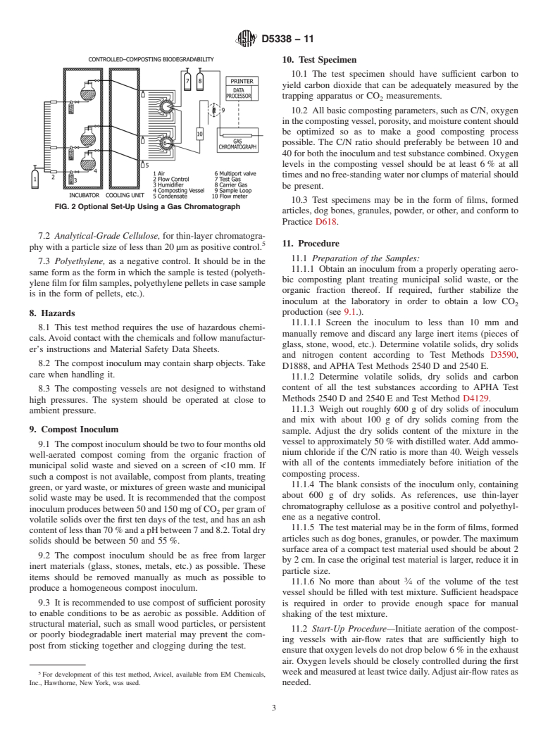 ASTM D5338-11 - Standard Test Method for Determining Aerobic Biodegradation of Plastic Materials Under Controlled Composting Conditions, Incorporating Thermophilic Temperatures