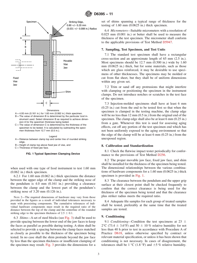 ASTM D6395-11 - Standard Test Method for Flatwise Flexural Impact Resistance of Rigid Plastics (Withdrawn 2019)