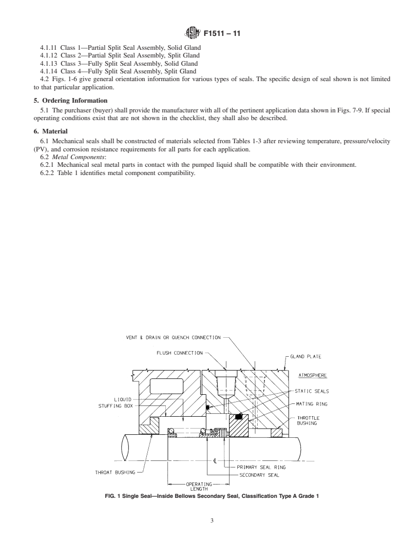 REDLINE ASTM F1511-11 - Standard Specification for Mechanical Seals for Shipboard Pump Applications