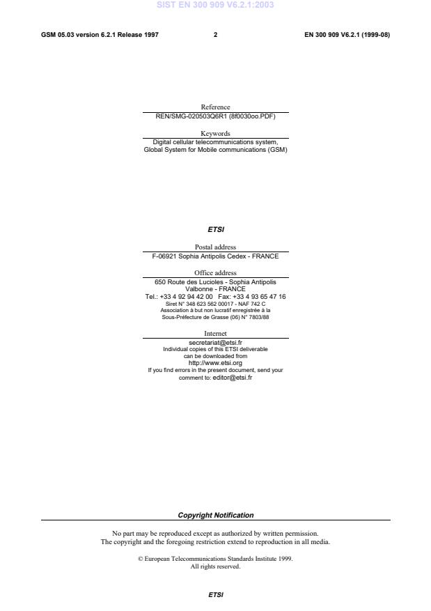 SIST EN 300 909 V6.2.1:2003 SIST EN 300 909 V6.2.1:2003 - Page 4 preview