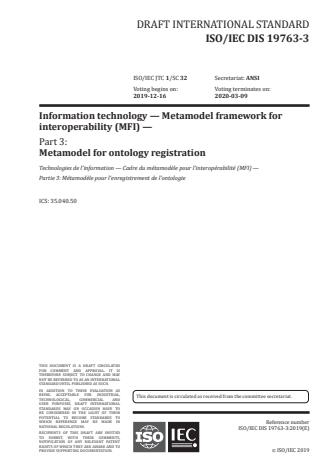 ISO/IEC PRF 19763-3:Version 25-apr-2020 - Information technology -- Metamodel framework for interoperability (MFI)