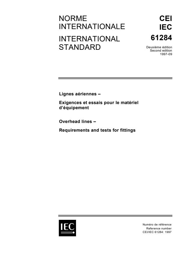 IEC 61284:1997 - Overhead lines - Requirements and tests for fittings