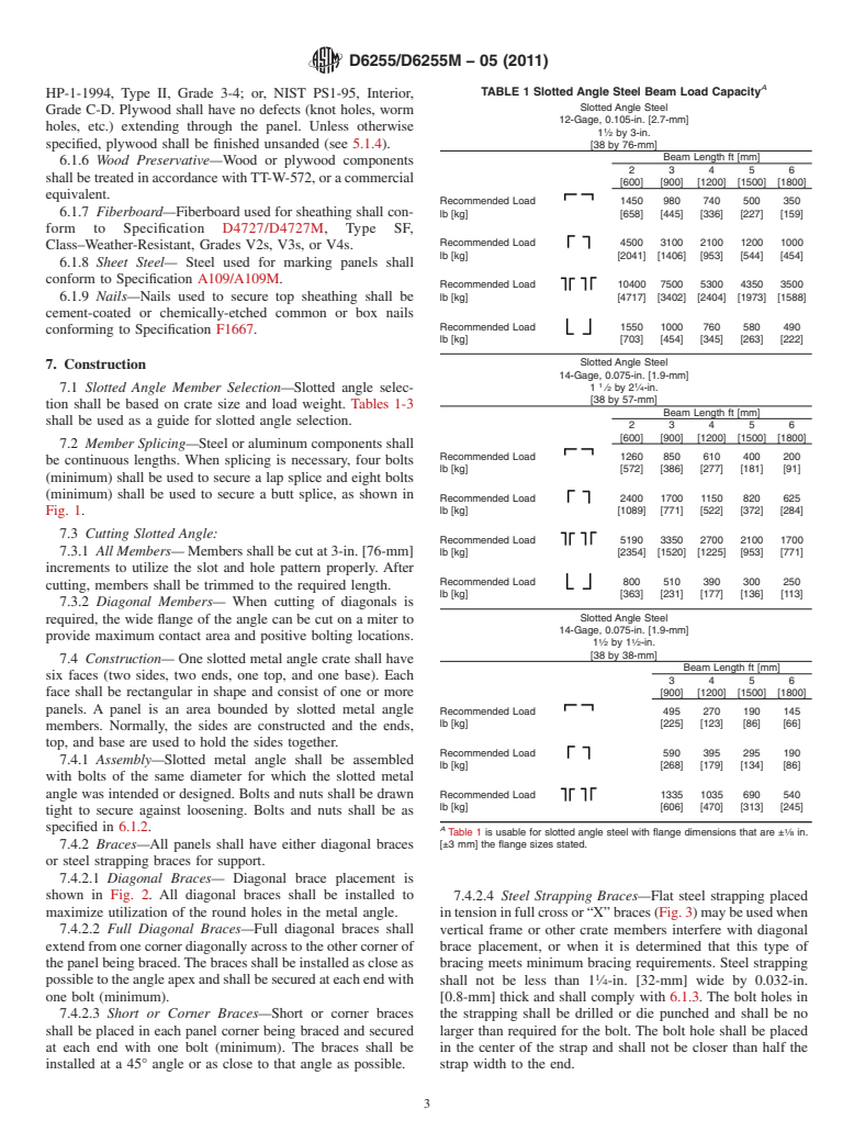 ASTM D6255/D6255M-05(2011) - Standard Specification for Steel or Aluminum Slotted Angle Crates