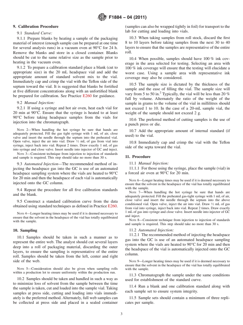 ASTM F1884-04(2011) - Standard Test Method for Determining Residual Solvents in Packaging Materials