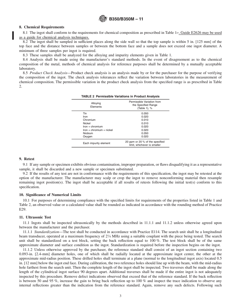 REDLINE ASTM B350/B350M-11 - Standard Specification for Zirconium and Zirconium Alloy Ingots for Nuclear Application