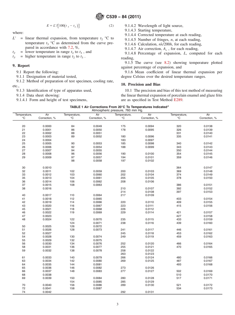 ASTM C539-84(2011) - Standard Test Method for Linear Thermal Expansion of Porcelain Enamel and Glaze Frits and Ceramic Whiteware Materials by Interferometric Method