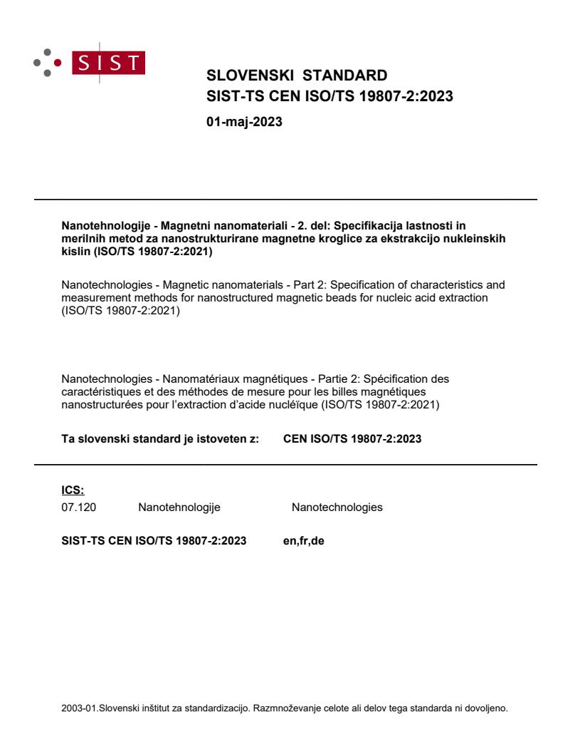 TS CEN ISO/TS 19807-2:2023 - BARVE