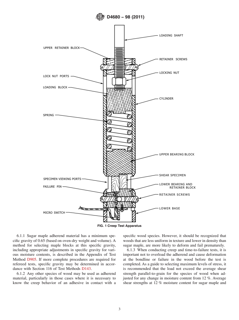 ASTM D4680-98(2011) - Standard Test Method for Creep and Time to Failure of Adhesives in Static Shear by Compression Loading (Wood-to-Wood)