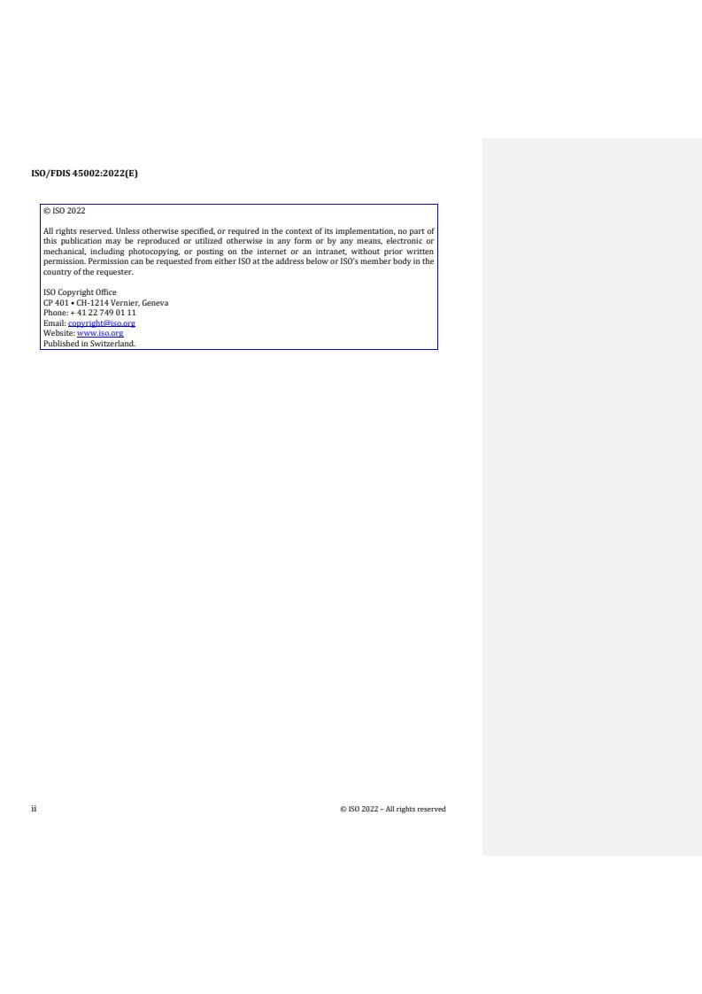 SIST ISO 45002:2023 REDLINE ISO 45002:2023 - Occupational health and safety management systems — General guidelines for the implementation of ISO 45001:2018
Released:10/14/2022 - Page 2 preview