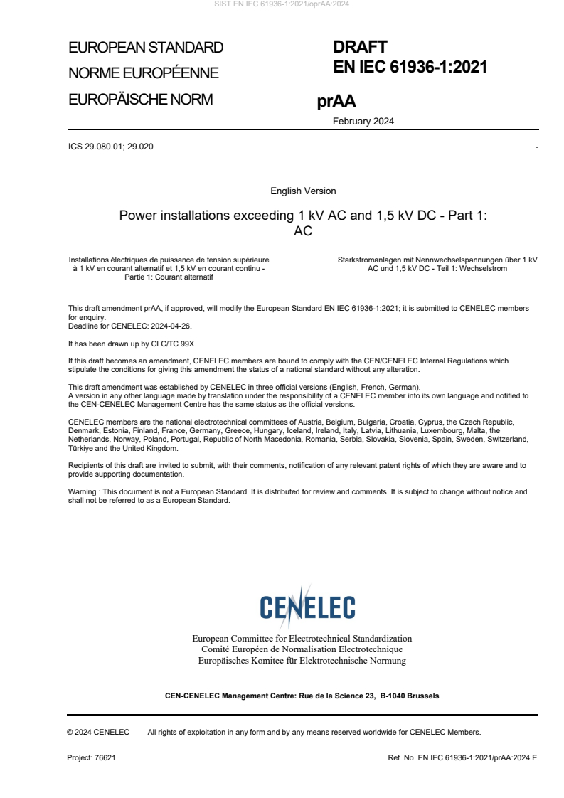 EN IEC 61936-1:2021/oprAA:2024 - BARVE