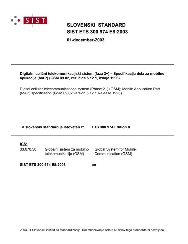 SIST ETS 300 974 E8:2003 SIST ETS 300 974 E8:2003
