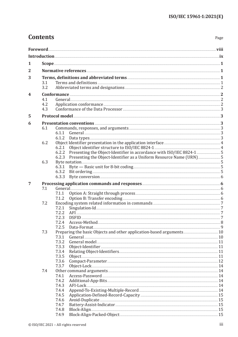 ISO/IEC 15961-1:2021 - Information technology — Data protocol for radio frequency identification (RFID) for item management — Part 1: Application interface
Released:12/15/2021