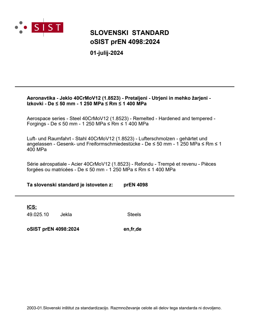 EN 4098:2026 prEN 4098:2024 - Page 1 preview