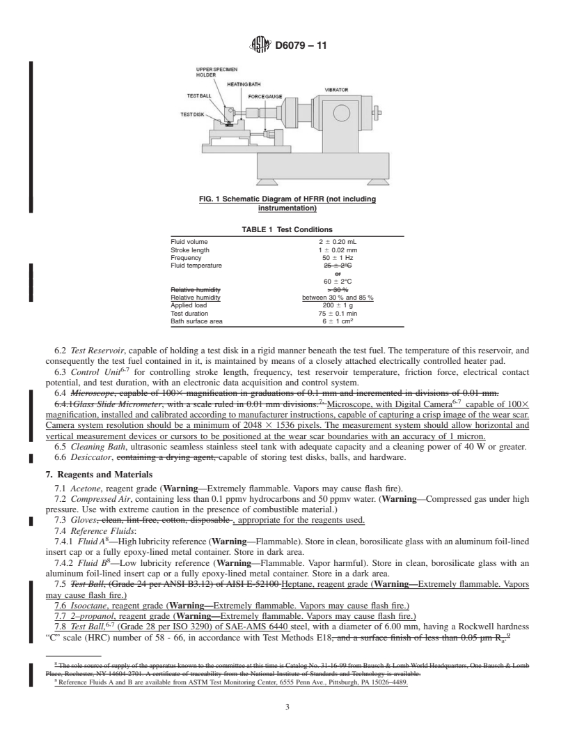 REDLINE ASTM D6079-11 - Standard Test Method for Evaluating Lubricity of Diesel Fuels by the High-Frequency Reciprocating Rig (HFRR)