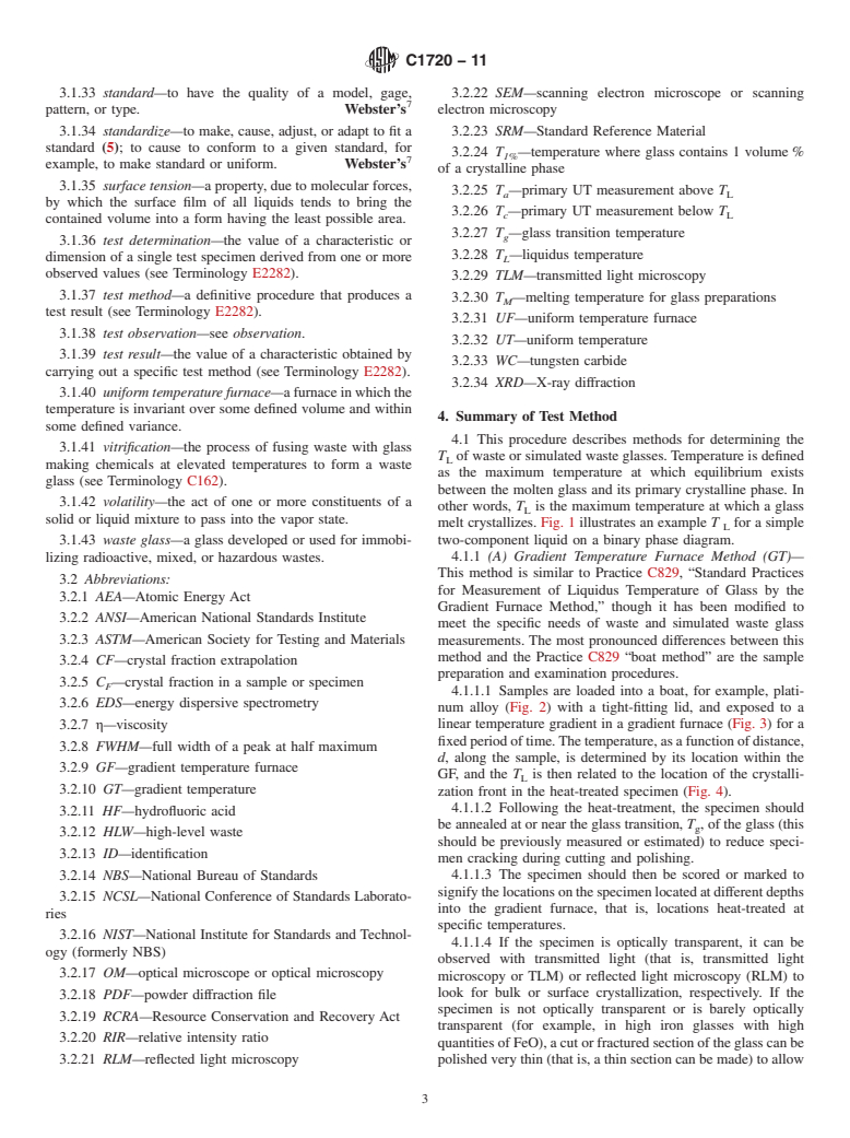 ASTM C1720-11 - Standard Test Method for Determining Liquidus Temperature of Immobilized Waste Glasses and Simulated Waste Glasses