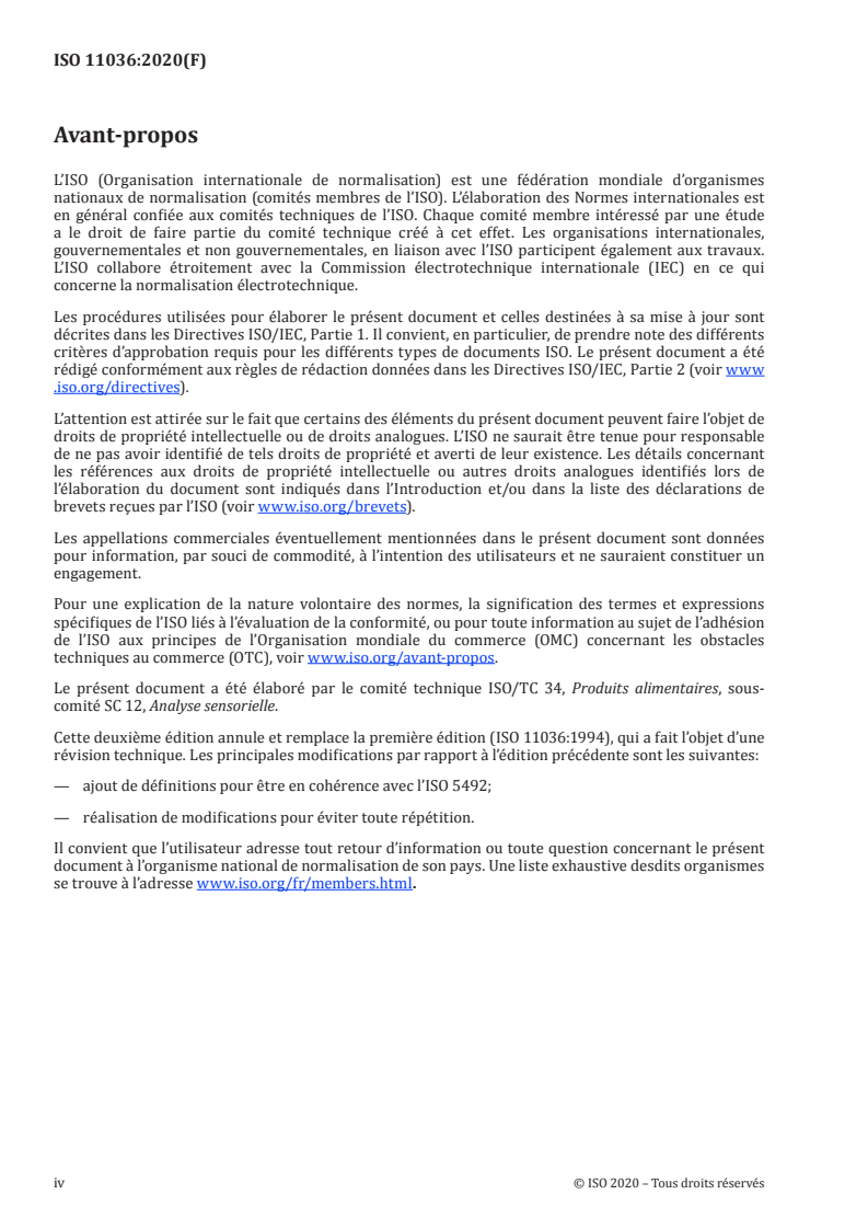 SIST ISO 11036:2020 ISO 11036:2020 - Analyse sensorielle — Méthodologie — Profil de la texture
Released:5/29/2020 - Page 4 preview