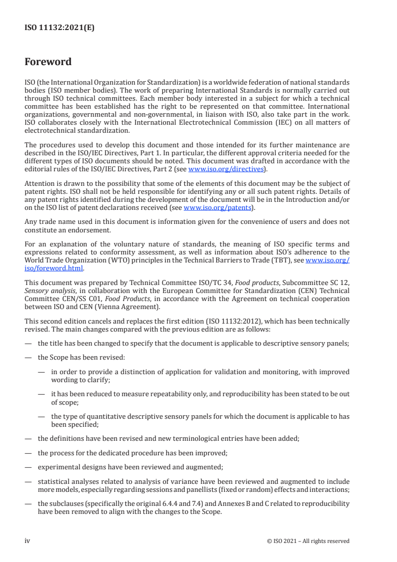 ISO 11132:2021 ISO 11132:2021 - Sensory analysis — Methodology — Guidelines for the measurement of the performance of a quantitative descriptive sensory panel
Released:9/8/2021 - Page 4 preview