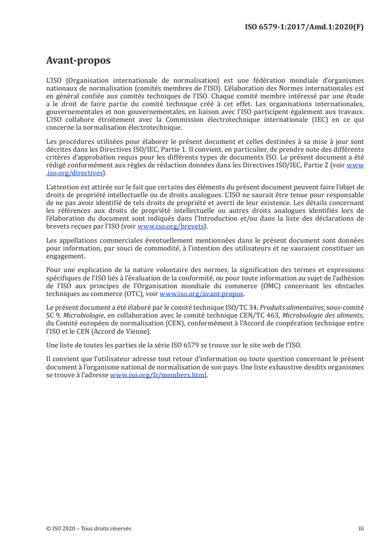 ISO 6579-1:2017/Amd 1:2020 - Microbiologie de la chaîne alimentaire — Méthode horizontale pour la recherche, le dénombrement et le sérotypage des Salmonella — Partie 1: Recherche des Salmonella spp. — Amendement 1: Extension de la plage de températures pour l’incubation, amendement du statut de l’Annexe D et correction de la composition des milieux MSRV et SC
Released:3/27/2020