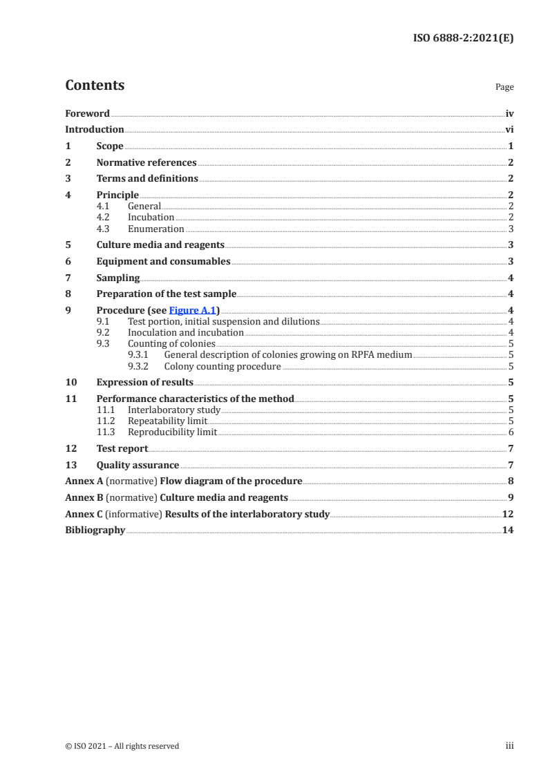 ISO 6888-2:2021 - Microbiology of the food chain — Horizontal method for the enumeration of coagulase-positive staphylococci (Staphylococcus aureus and other species) — Part 2: Method using rabbit plasma fibrinogen agar medium
Released:8/16/2021