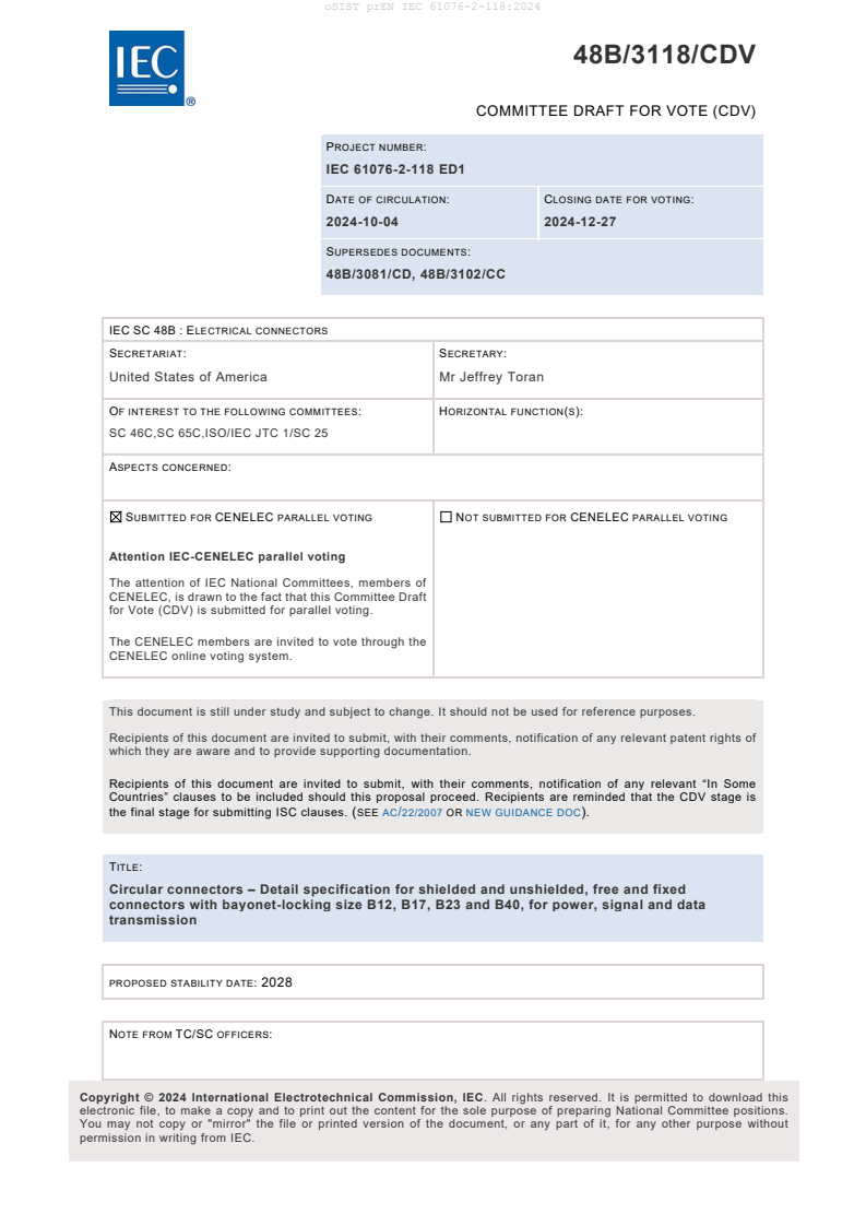 EN IEC 61076-2-118:2026 prEN IEC 61076-2-118:2024 - Page 3 preview