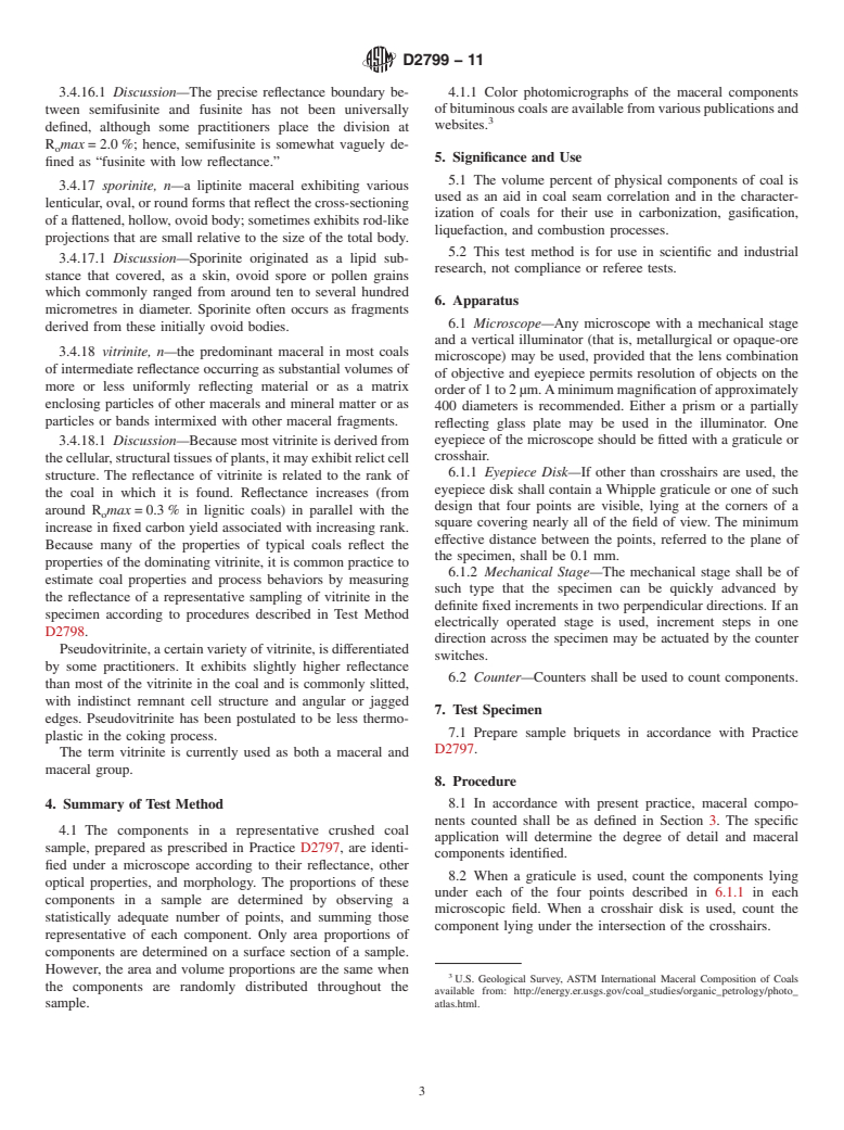 ASTM D2799-11 - Standard Test Method for Microscopical Determination of the Maceral Composition of Coal