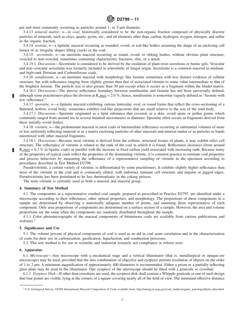 REDLINE ASTM D2799-11 - Standard Test Method for Microscopical Determination of the Maceral Composition of Coal