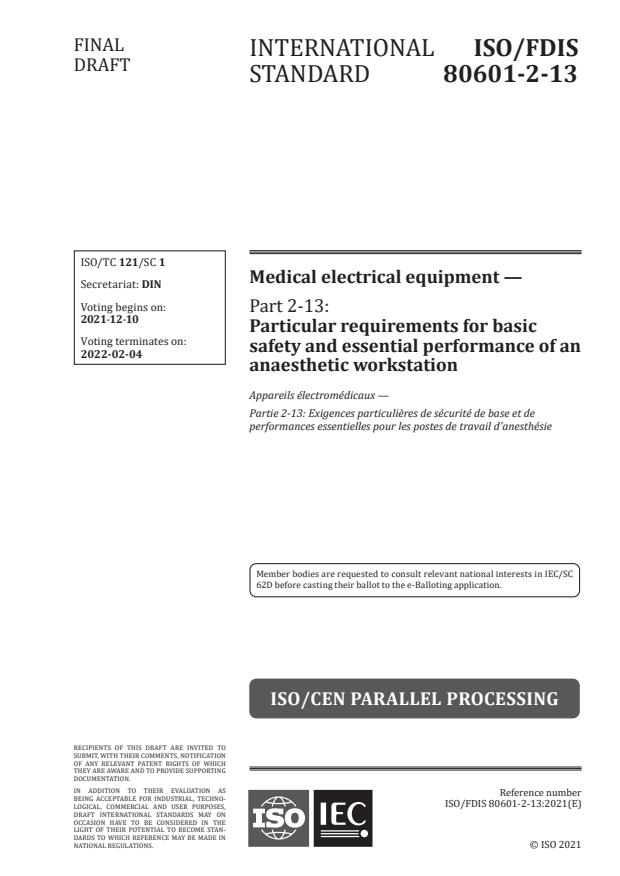 ISO/FDIS 80601-2-13 - Medical electrical equipment