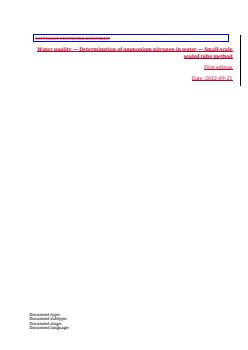 ISO 23695:2023 REDLINE ISO 23695:2023 - Water quality — Determination of ammonium nitrogen in water — Small-scale sealed tube method
Released:9/27/2022 - Page 3 preview