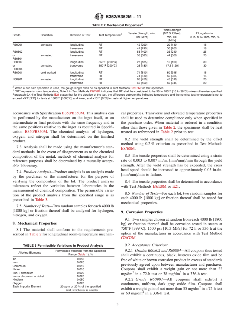 ASTM B352/B352M-11 - Standard Specification for Zirconium and Zirconium Alloy Sheet, Strip, and Plate for Nuclear Application