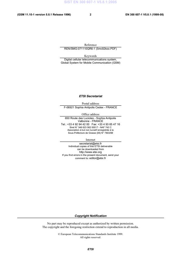 SIST EN 300 607-1 V5.8.1:2005 SIST EN 300 607-1 V5.8.1:2005 - Page 4 preview