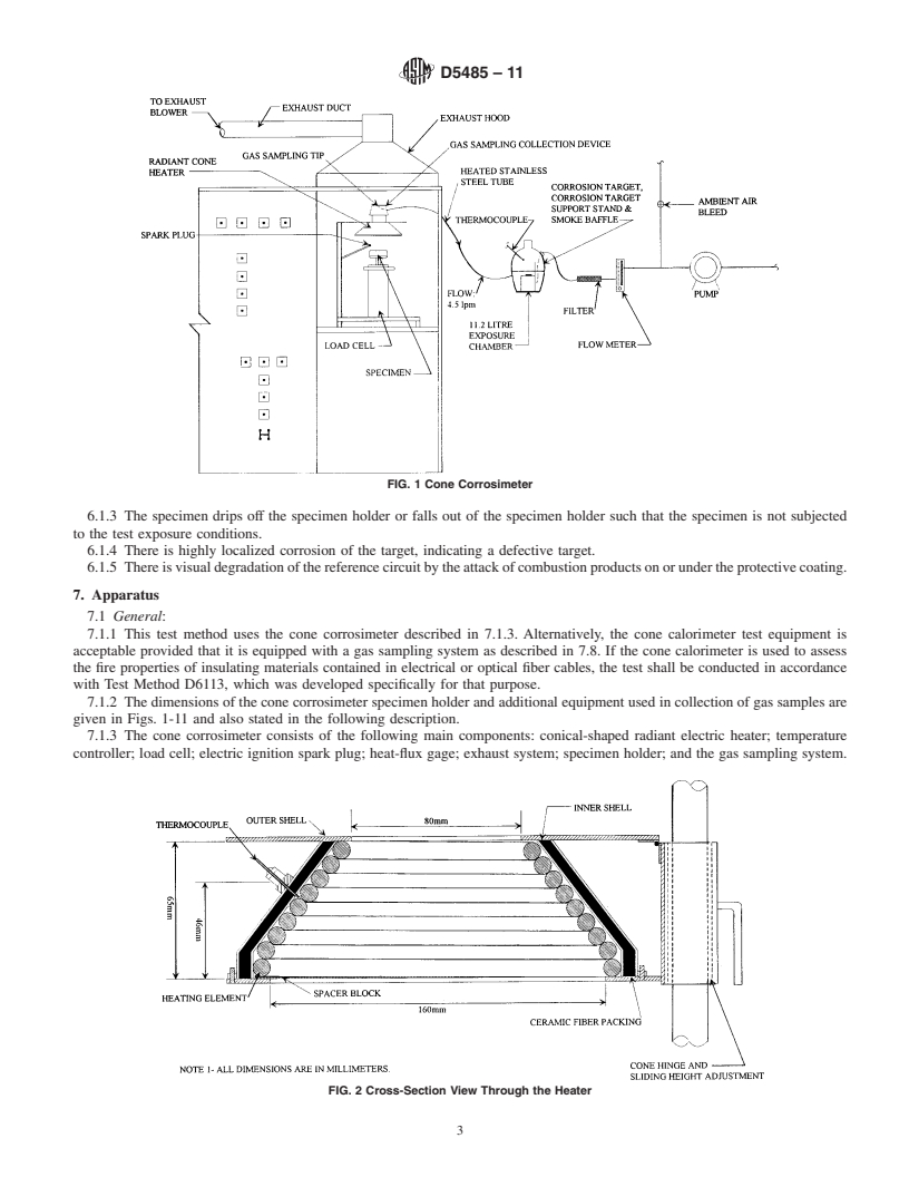 REDLINE ASTM D5485-11 - Standard Test Method for Determining the Corrosive Effect of Combustion Products Using the Cone Corrosimeter