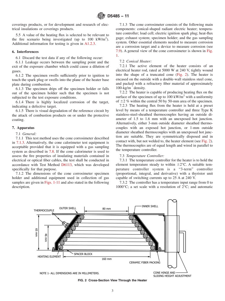 ASTM D5485-11 - Standard Test Method for Determining the Corrosive Effect of Combustion Products Using the Cone Corrosimeter