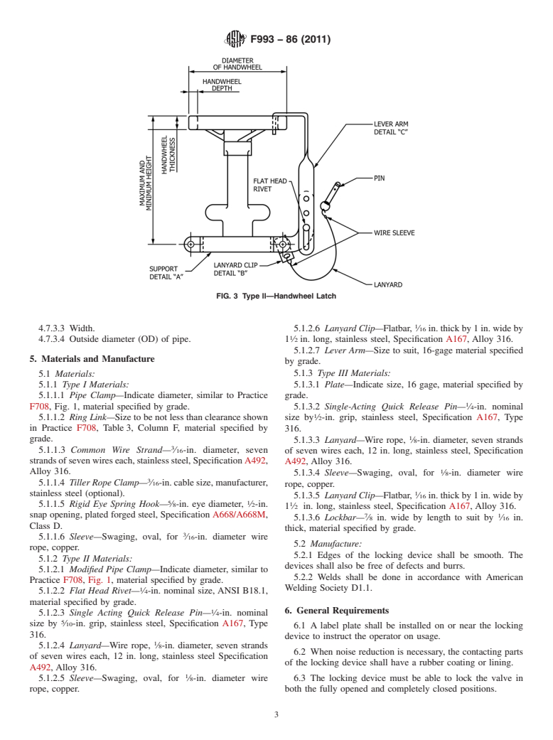 ASTM F993-86(2011) - Standard Specification for Valve Locking Devices