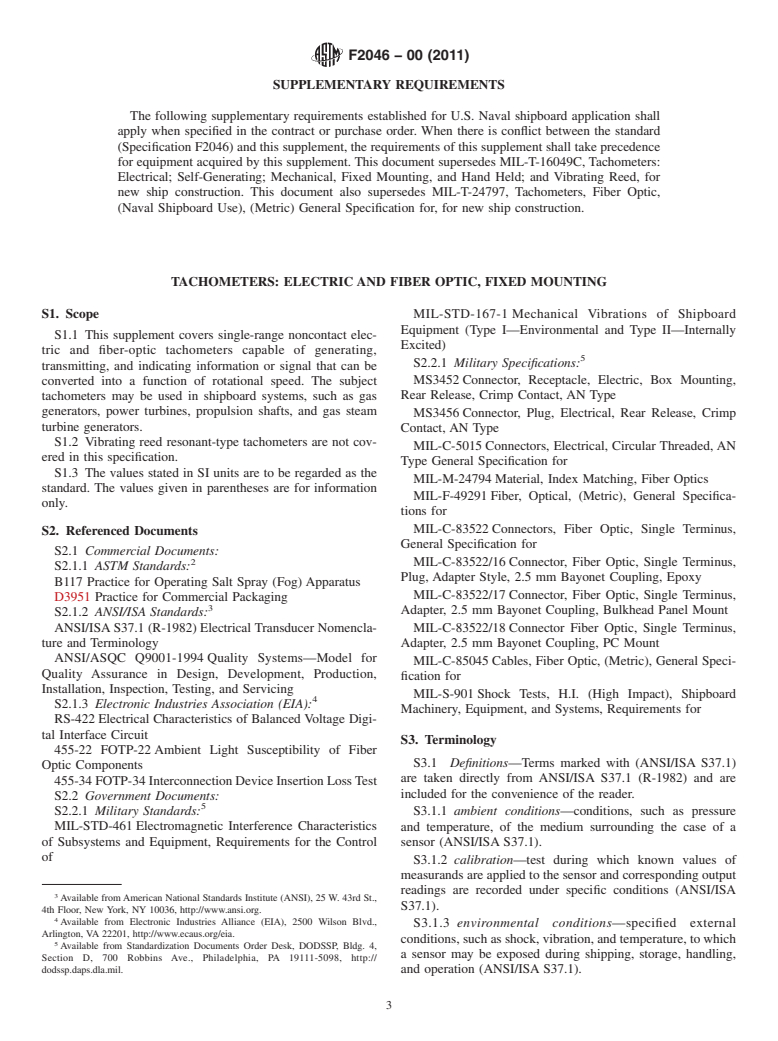 ASTM F2046-00(2011) - Standard Specification for Tachometers, Various