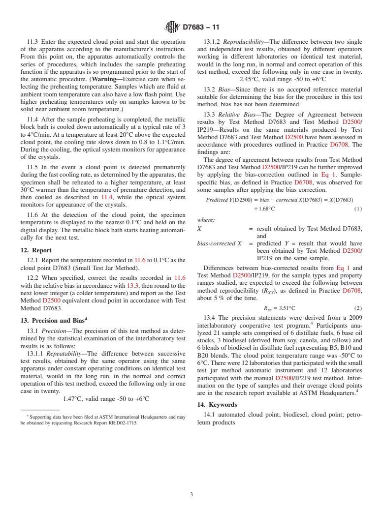 ASTM D7683-11 - Standard Test Method for Cloud Point of Petroleum Products (Small Test Jar Method)