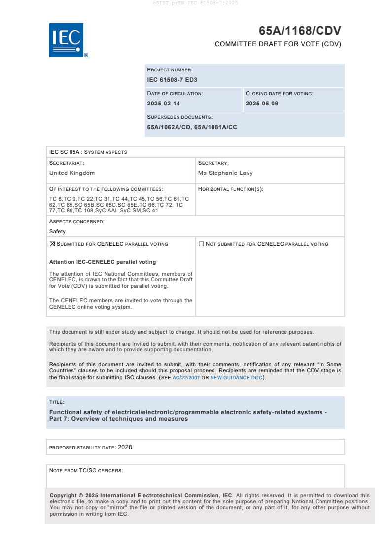 prEN IEC 61508-7:2025