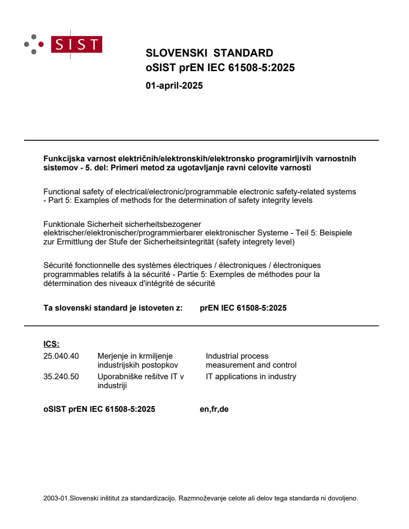 prEN IEC 61508-5:2025