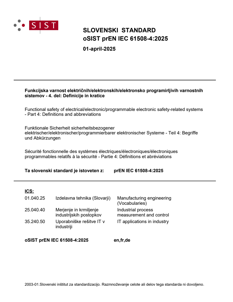 prEN IEC 61508-4:2025 - BARVE