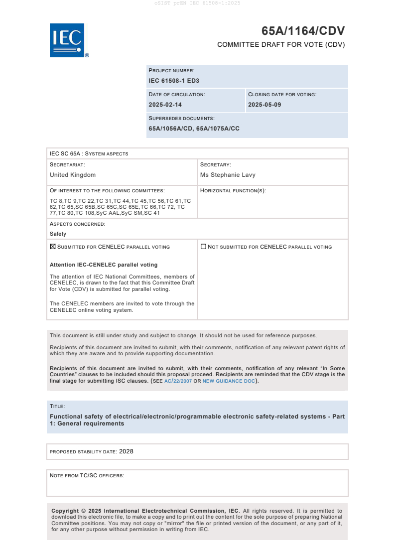 prEN IEC 61508-1:2025 - BARVE