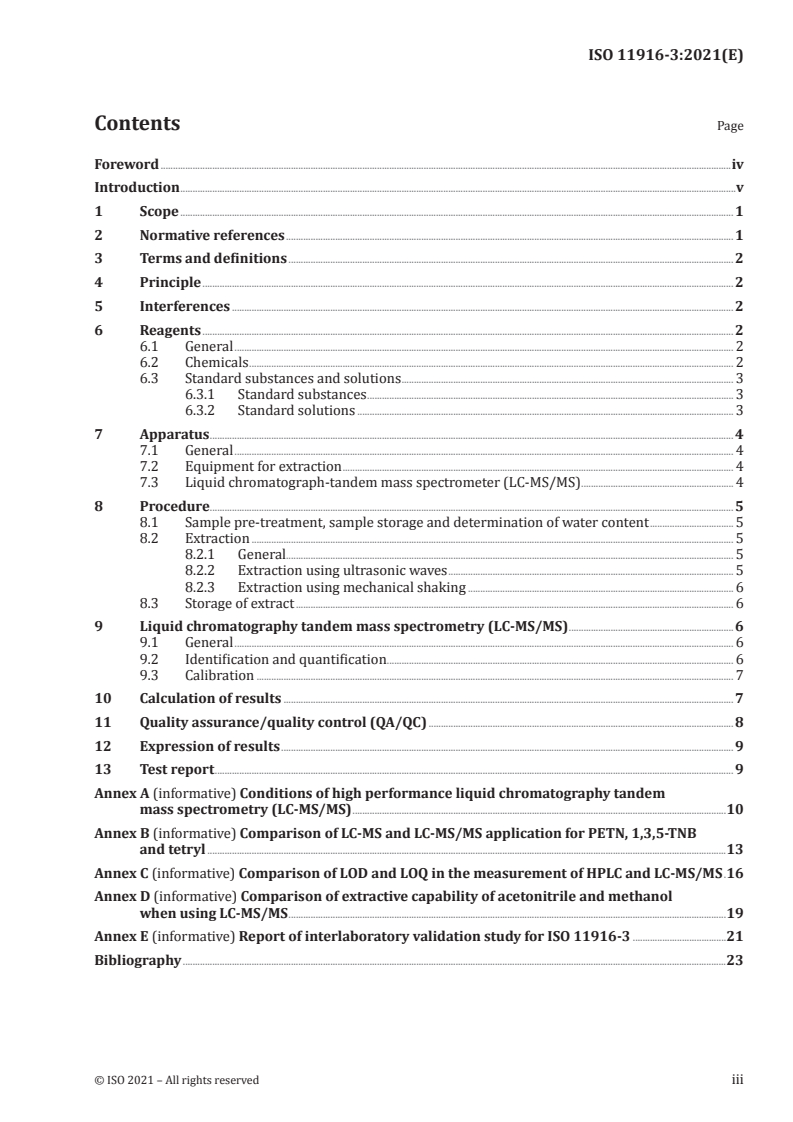 ISO 11916-3:2021 - Soil quality — Determination of selected explosives and related compounds — Part 3: Method using liquid chromatography-tandem mass spectrometry (LC-MS/MS)
Released:9/17/2021