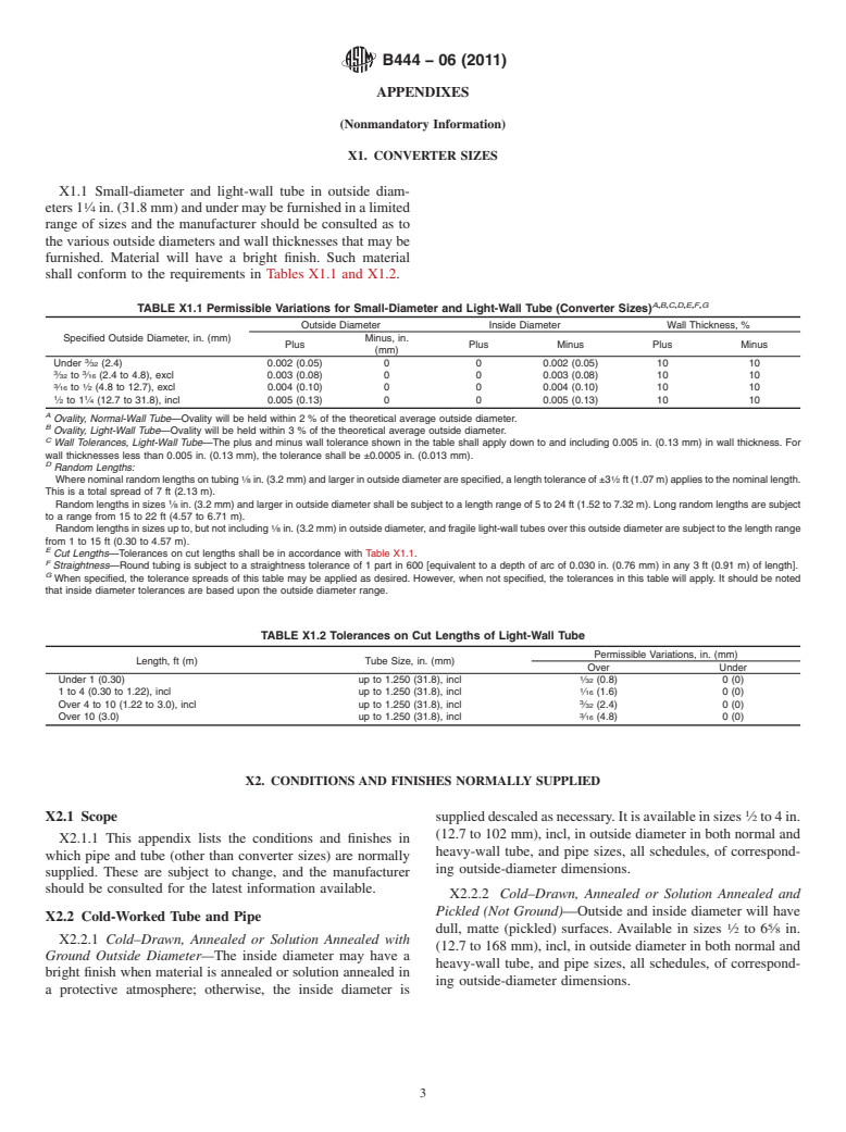 ASTM B444-06(2011) - Standard Specification for Nickel-Chromium-Molybdenum-Columbium Alloys (UNS N06625 and UNS N06852) and Nickel-Chromium-Molybdenum-Silicon Alloy (UNS N06219) Pipe and  Tube