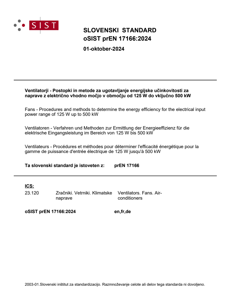 prEN 17166:2024 - BARVE