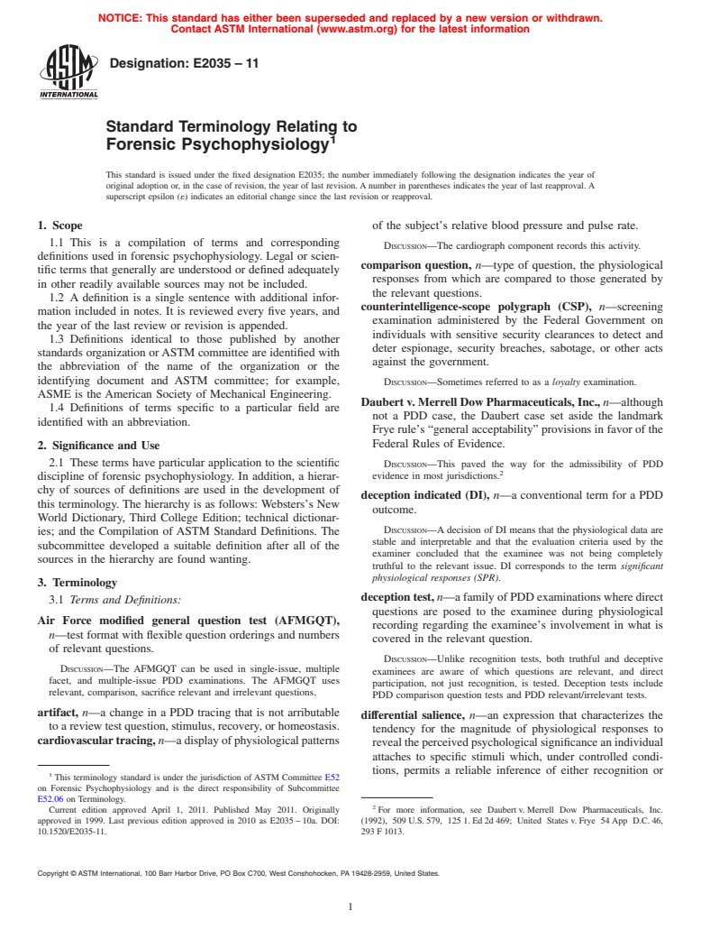 ASTM E2035-11 - Standard Terminology Relating to Forensic Psychophysiology