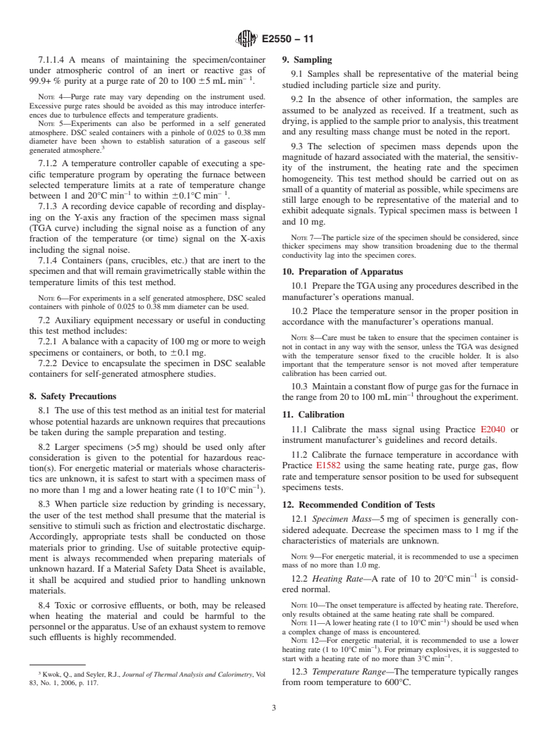 ASTM E2550-11 - Standard Test Method for Thermal Stability by Thermogravimetry