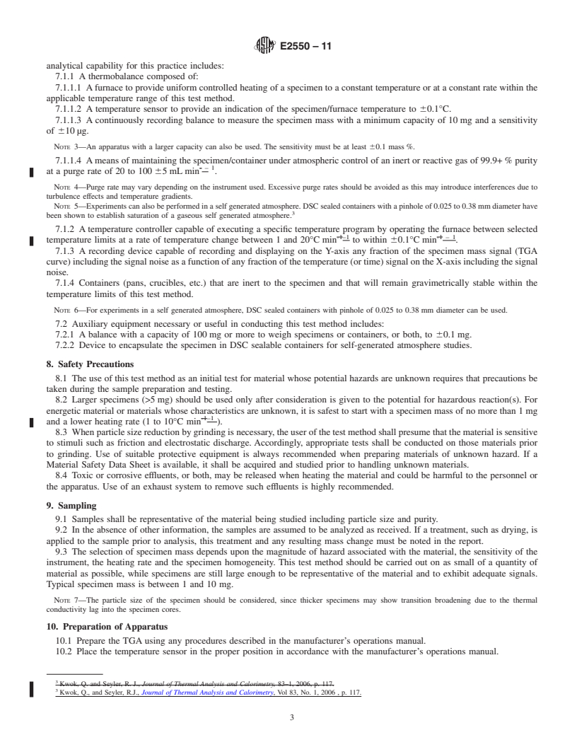 REDLINE ASTM E2550-11 - Standard Test Method for Thermal Stability by Thermogravimetry